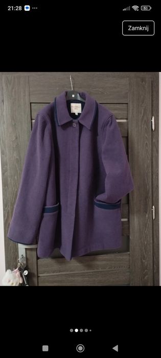 Płaszcz damski śliwkowy wełniany