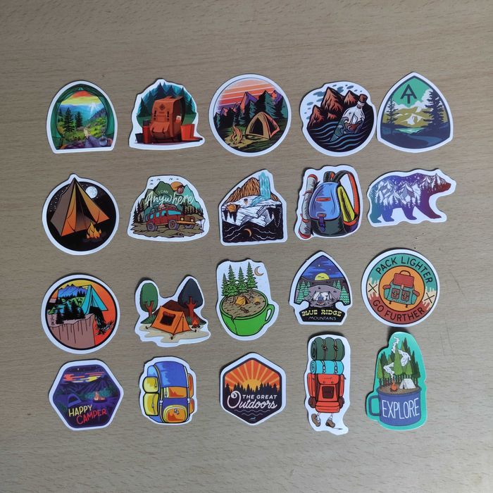 100 Autocolantes Stickers Campismo Montanha Van Aventura