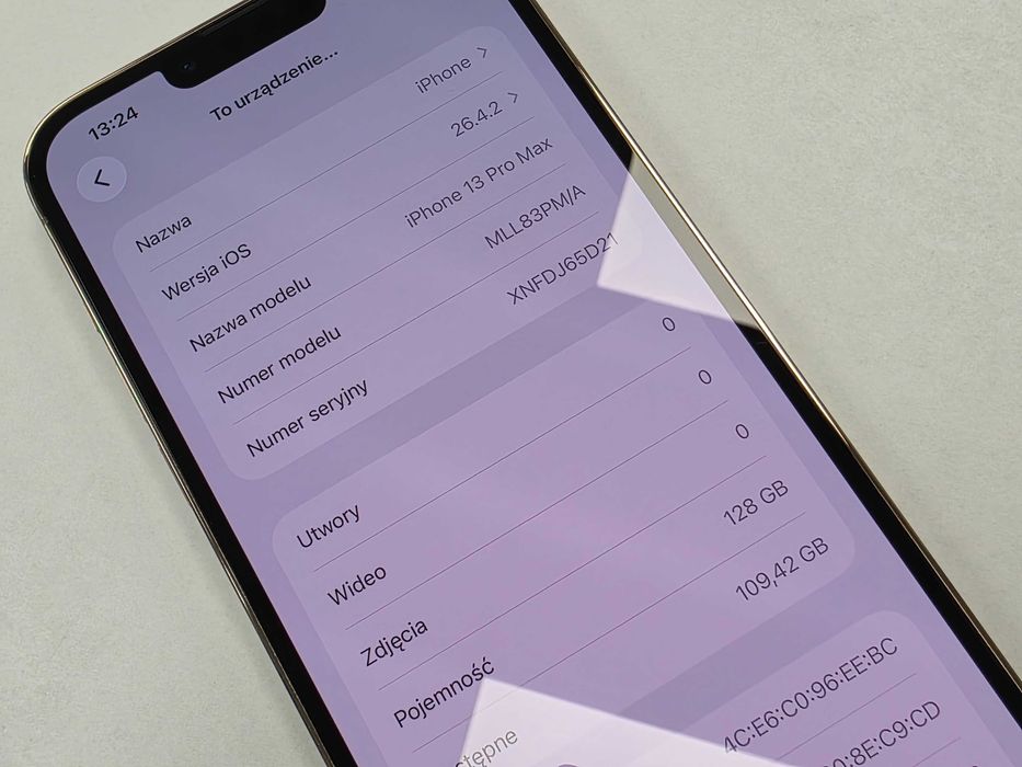 iPhone 13 PRO MAX 128GB Dual SIM (SIM + eSIM)/ Gold/ Złoty/ BAT 85%/ Grade A/ + ładowarka/ GW 12 MSC