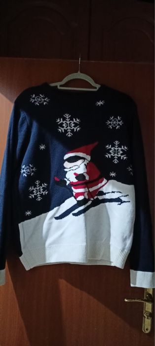 Sweter świateczny męski rozmiar L granatowy