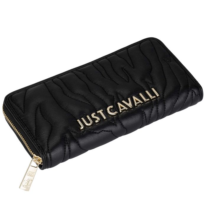 JUST CAVALLI markowy damski portfel pojemny BLACK