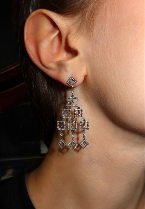 Сережки з діамантами  Біле  золото