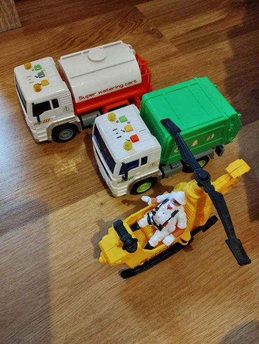 Auta helikopter, śmieciarka cysterna