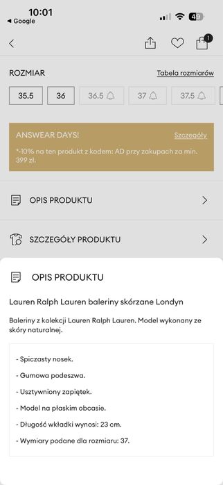 Baleriny Ralph Lauren baleriny skórzane Londyn