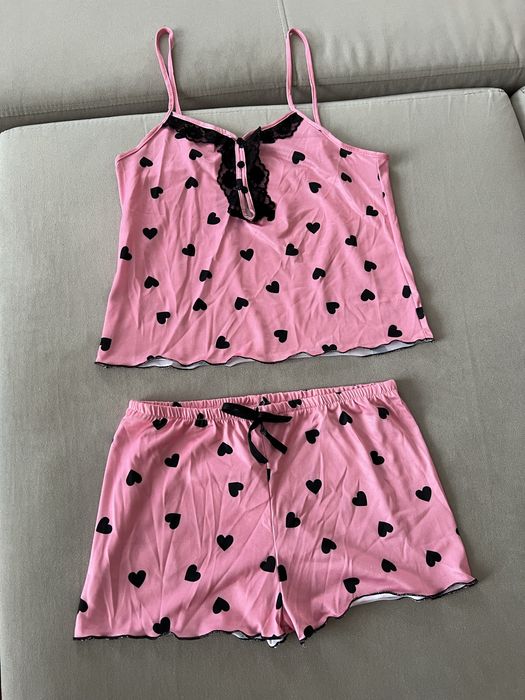 NOWA Piżama damska komplet- koszulka+spodenki! Koronka w serduszka