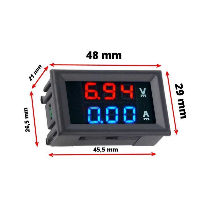 Woltomierz Amperomierz DC 10A 100V Prąd Stały