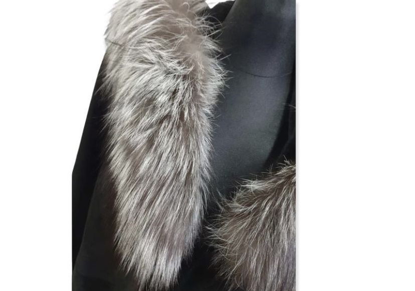 Італійська натуральна дублянка з хутром чорнобурки. Розмір - M/L