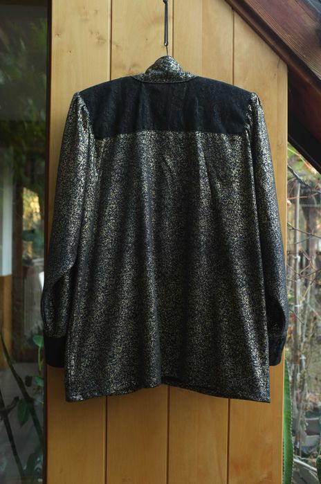 złota metaliczna bluzka motyl bufki vintage 80s Peter and Jo Paris