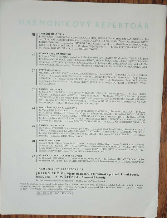 Harmonikovový repertoár 78 - Julius Fučík