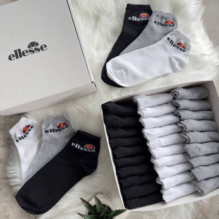 Набір 30 пар шкарпетки чоловічі з Коробкою Ellesse, Calvin Klein (CK) | Комплект носки мужские 30 пар в коробке Еллис, Кельвин Кляйн