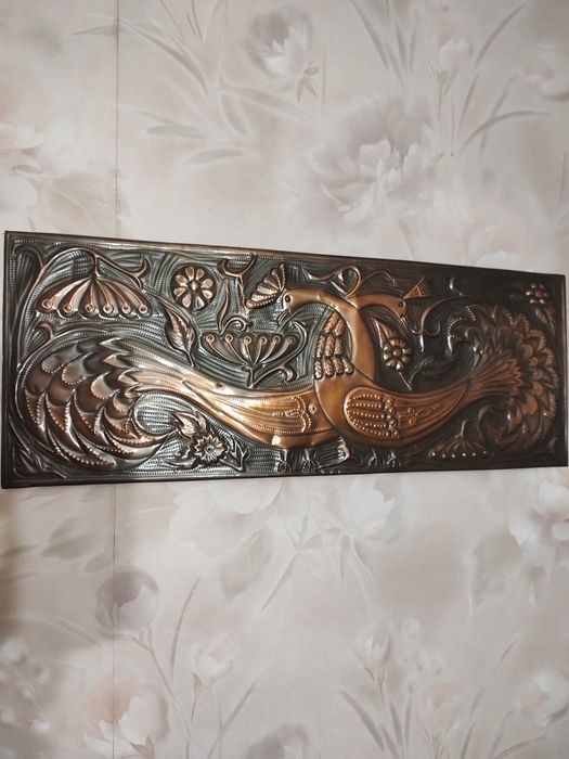 "ПАВЛІНИ" павичі чеканка  Розмір: 19×  49,5см. ретро винтаж.
