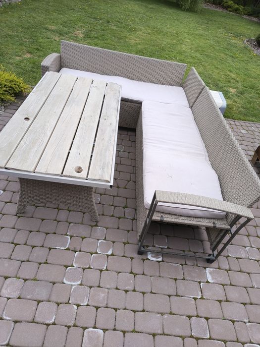 Meble ogrodowe technorattan stół narożnik