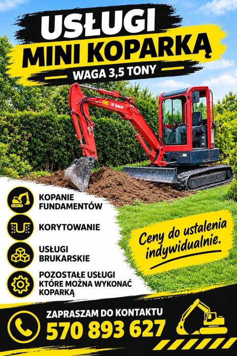 Usługi Minikoparka(3,5T) / Usługi brukarskie
