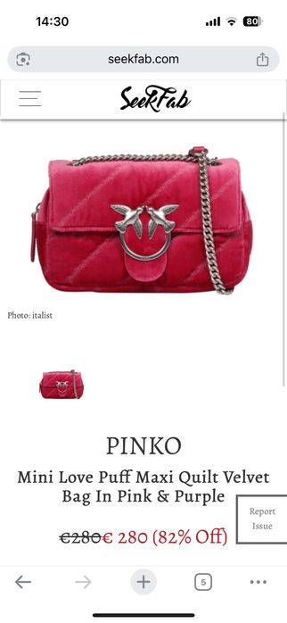 Pinko Mini Love Puff Maxi Quilt Velvet Bag