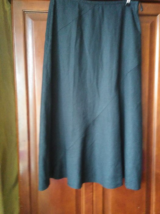 czarna spódnica 100% len -długa 90 cm -biodra 112 cm