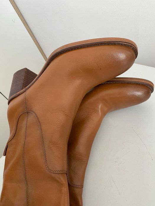 Nowe ZARA kozaki skora naturalna brazowe 41