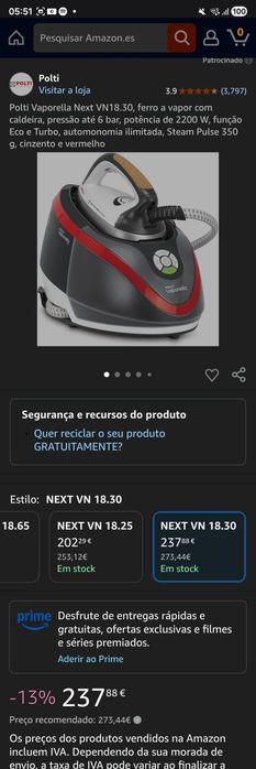 Ferro com Cadeira Polti (Garantia até 2027)