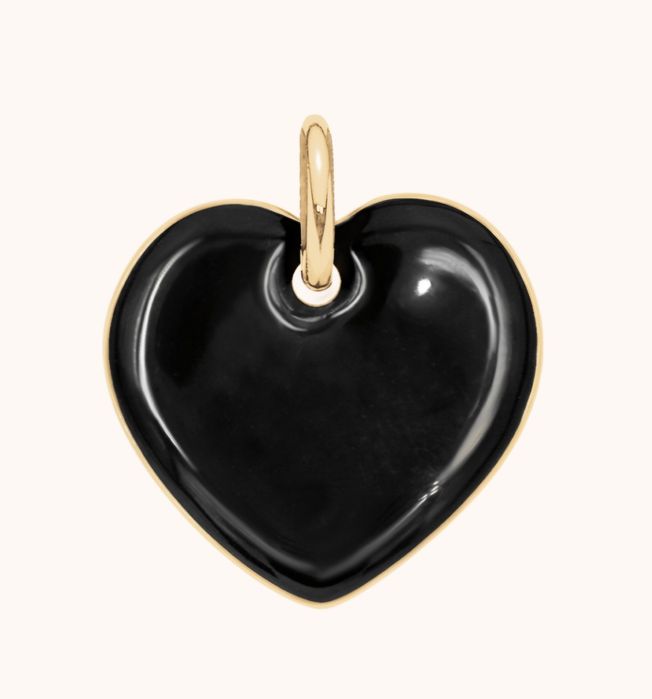 Lilou naszyjnik z zawieszką serce pozłacane z czarną emalią