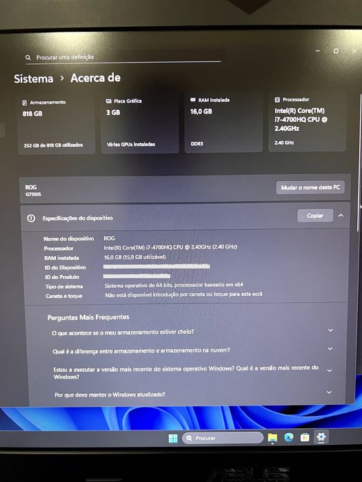 Asus ROG G750JS em excelente estado