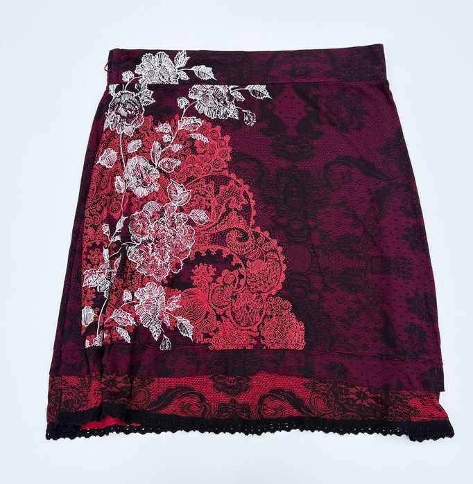 Spódniczka Czerwona Desigual Wzory Boho Etniczna XL 42