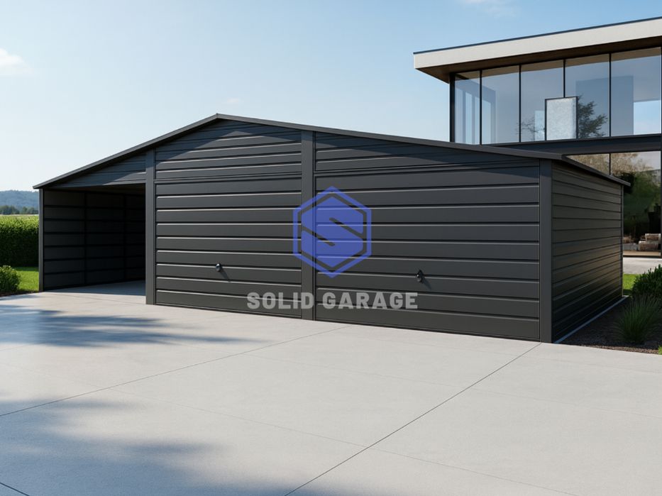 Garaż blaszany 9x6m trzy stanowiska schowek meble garaz akrylowy