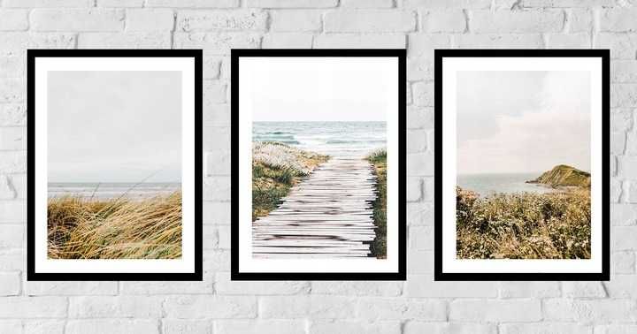 30x40 obrazy w ramie plakaty ramka MORZE TRAWA FALE NATURA BOHO