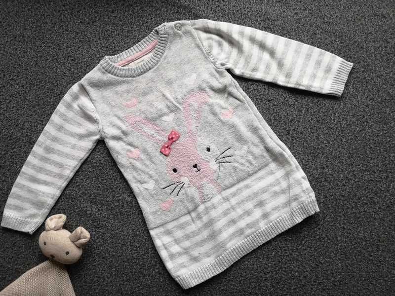 Primark sweterek z królikiem tunika r. 74 cm 6-9m