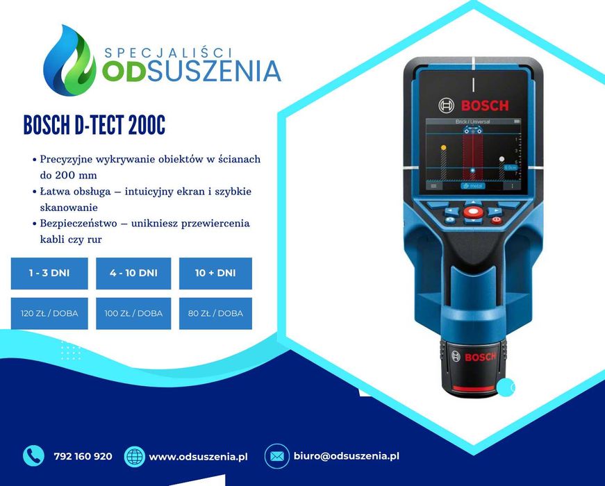 Wynajem detektora Bosch D-tect 200 – skaner ścian | detektor