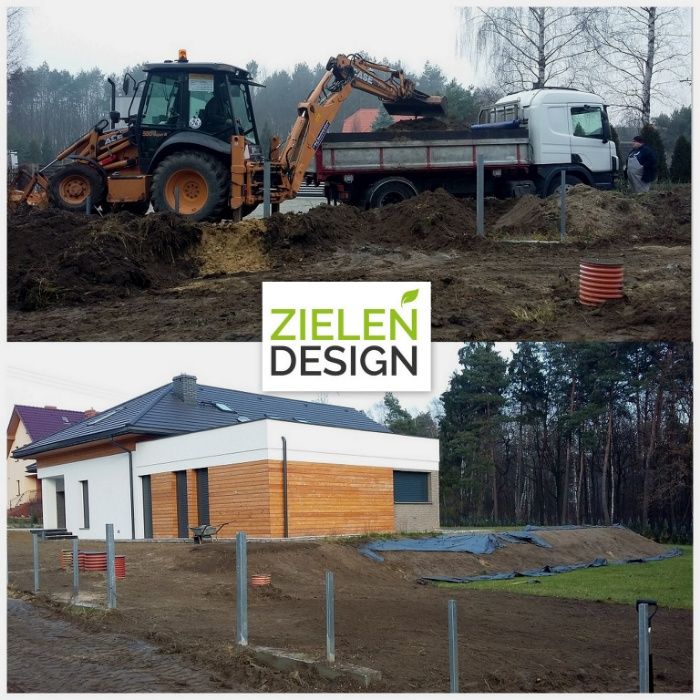 Niwelacja terenu, glebogryzarka separacyjna KOPARKA - trawnik z SIEWU