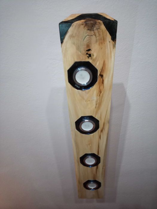 Żyrandol drewniany belka żywica epoksydowa led