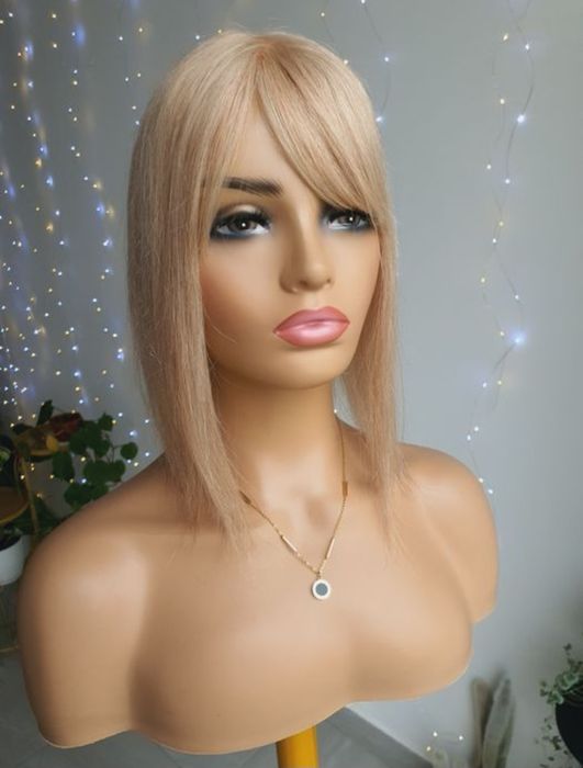 Tupet topper blond Asia z grzywką treska włosy naturalne