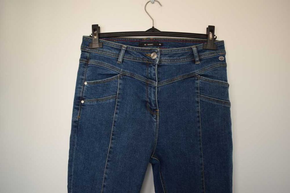 Monnari 40 L spodnie jeansy wysoki stan z przeszyciami rurki