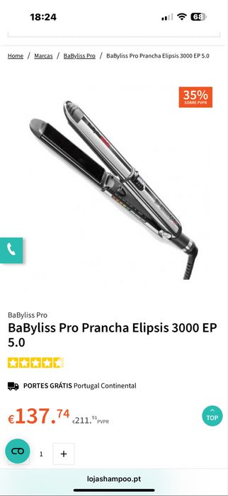 Babyliss Prancha Ep Technology 5.0 Elipsis 3100