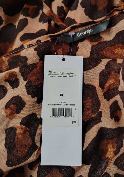 Пляжное, натуральное, длинное платье макси в леопардовый принт george