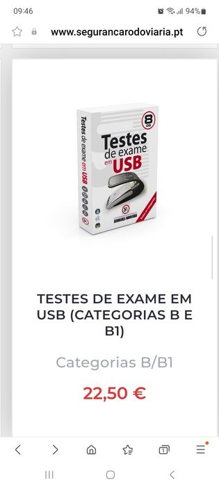 Testes de exame em USB