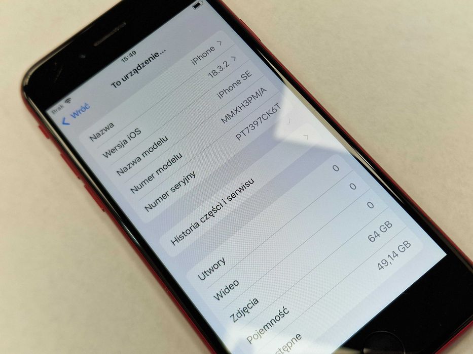 Iphone SE 2022/ 64GB/ Red/ 77%/ Grade C/ charczy górny głośnik
