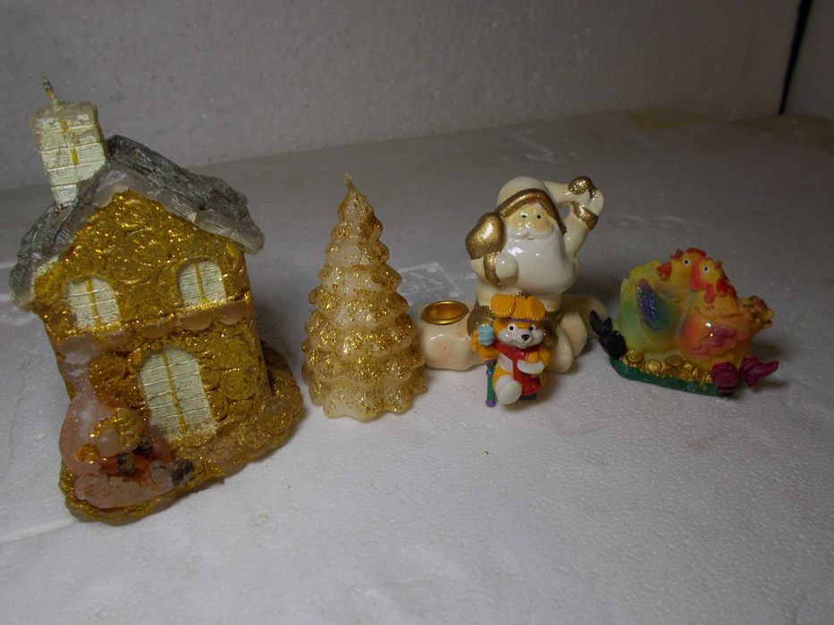 Новогодние свечи,дом,ель,Санта подсвечник,фигурки набор