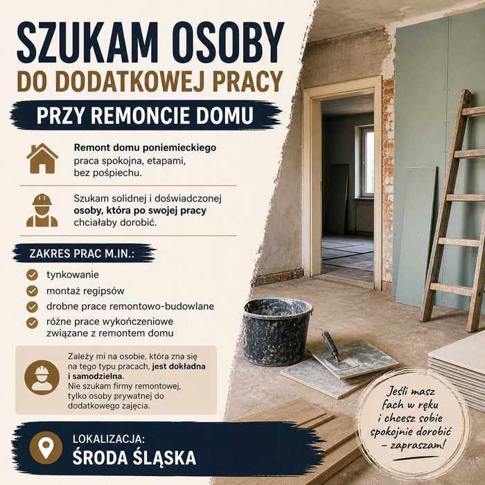 Praca dodatkowa przy remoncie domu