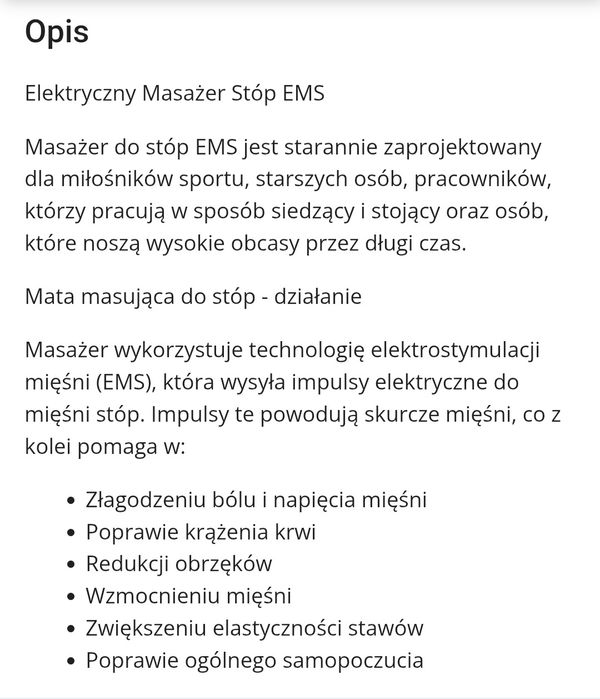 Mata masującą do stóp ,Nowa !