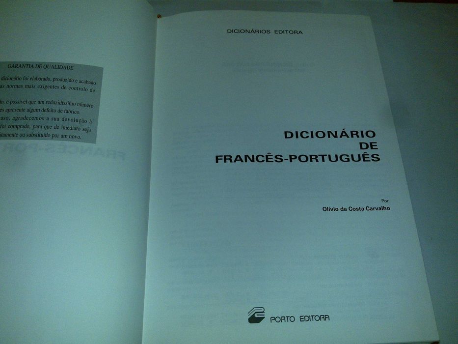 dicionário português-francês e francês-português -olívio cost carvalho