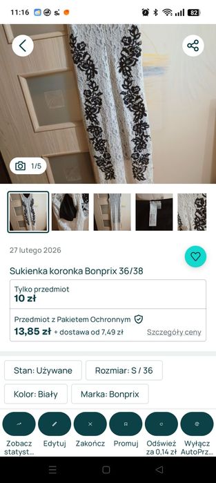Sukienka PrettyLittleThing S nowa + koronka + sukieneczka koło