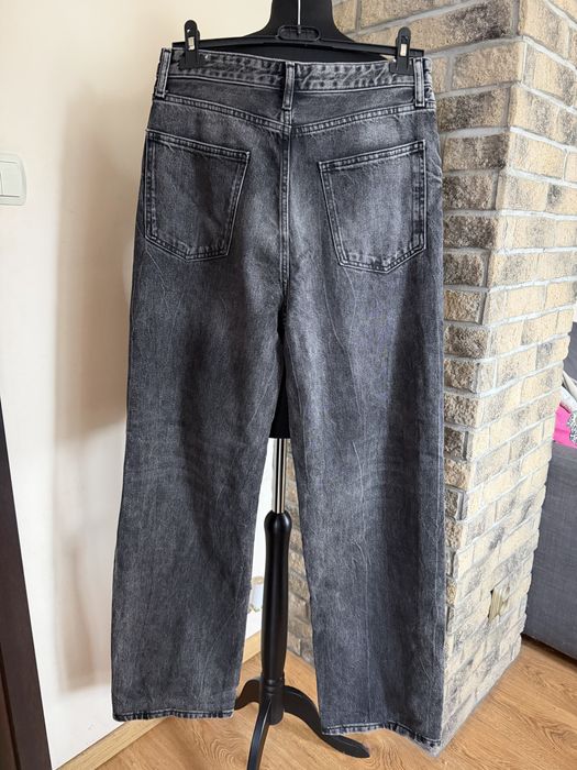 Szare jeansy Zara szerokie nogawki Wide Leg rozmiar L/40