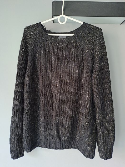 Sweter sweterek czarny z złotą nitką rozmiar XL