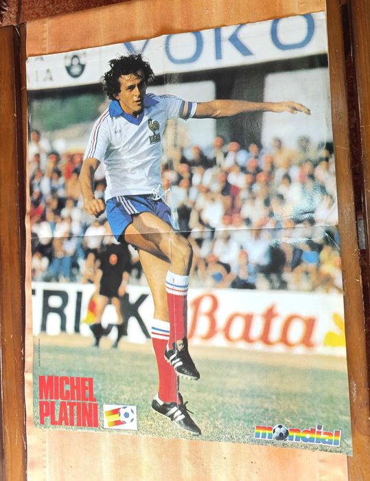 Poster Mondial Duplo Michel Platini e equipa Jugoslávia 58 X46 cm
