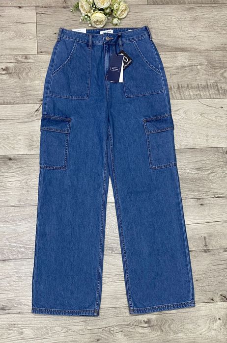 Синие прямые, широкие джинсы карго JACK WILLS, р.S-M