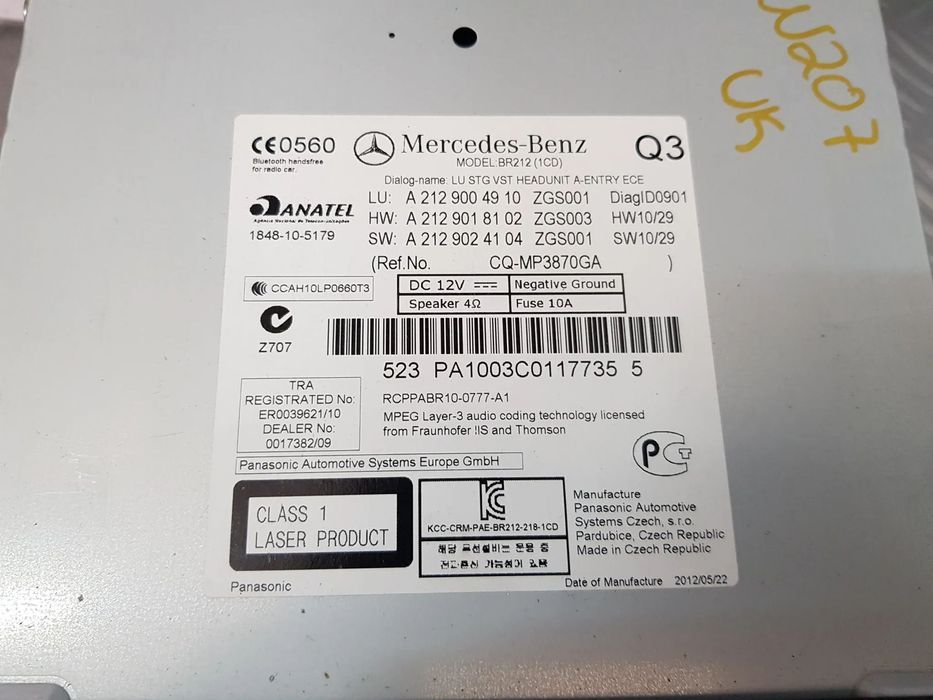 Radio Mercedes Classe E Classe C W207 W204