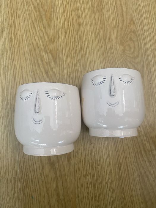 Dois vasos com caras decoração