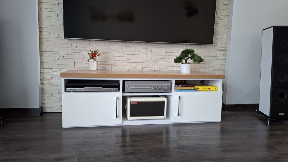Szafka RTV biała dąb 150 cm