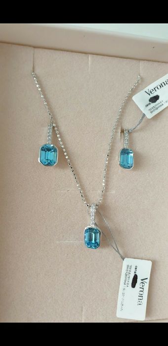 Zestaw biżuterii Yes Verona srebro kolczyki naszyjnik zawieszka