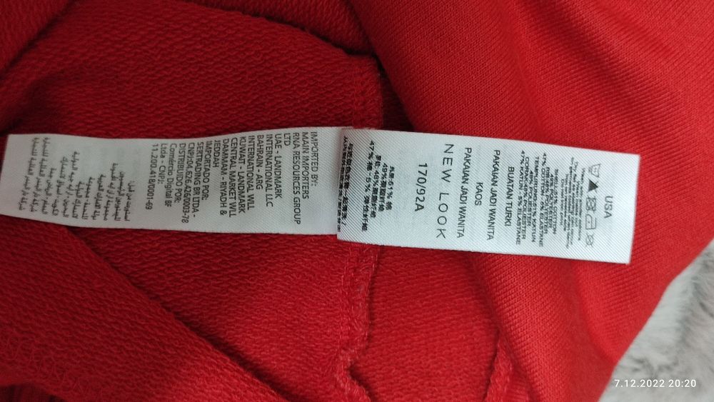 Śliczna Czerwona bluza z kapturem New Look, rozmiar 12